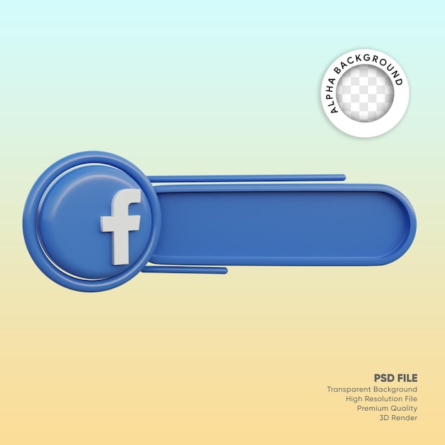 PSD etiqueta de mídia social 3d facebook