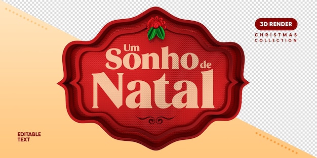 Etiqueta de natal 3D com texto editável