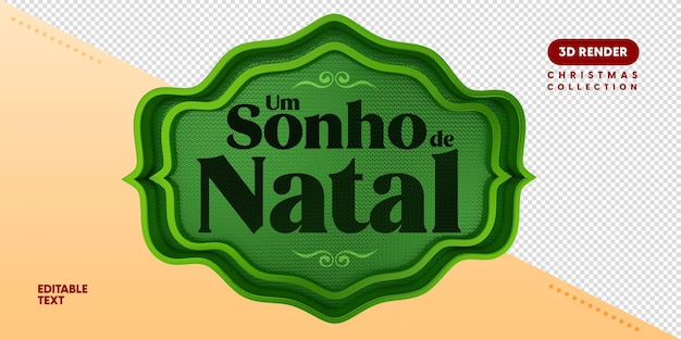 Etiqueta de natal 3d com texto editável