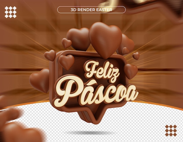 Etiqueta de Páscoa 3D em renderização realista brasileira