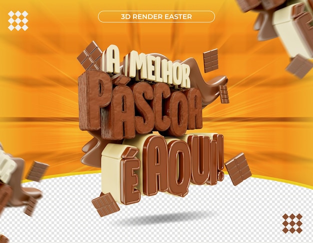 Etiqueta de Páscoa 3D em renderização realista brasileira