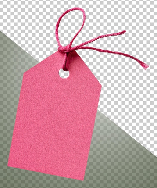 Etiqueta de preço rosa com corda para rotulagem de estoque cortado png
