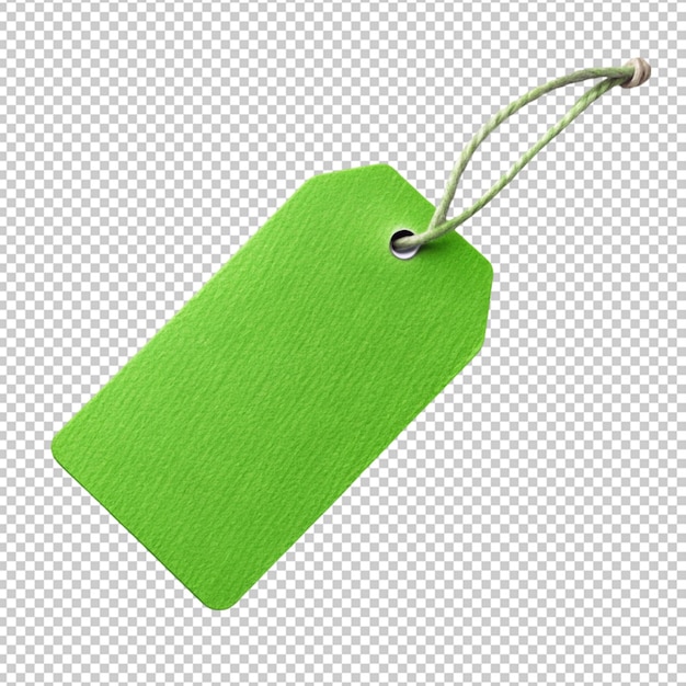 PSD etiqueta de preço verde ou com corda isolada sobre fundo transparente