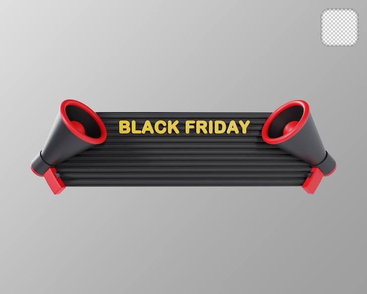 PSD etiqueta de texto da black friday desativada ilustração 3d