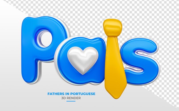 Etiqueta Día del Padre en portugués brasileño 3d render