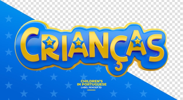 Etiqueta do Dia das Crianças com balão em português brasileiro em renderização 3D