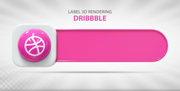 PSD etiqueta dribbble de mídia social com ícone 3d