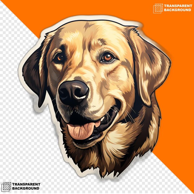 Etiqueta engomada digital de la cabeza de labrador retriever aislada sobre fondo transparente