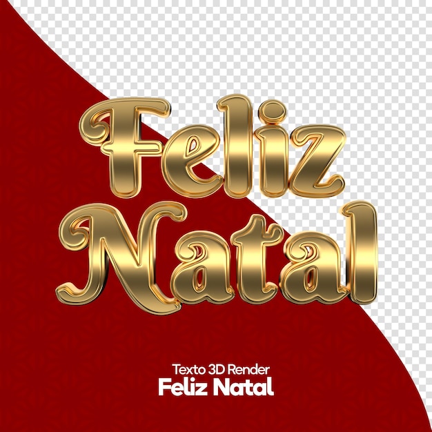 Etiqueta feliz natal em letras 3d em português para campanha de marketing no brasil