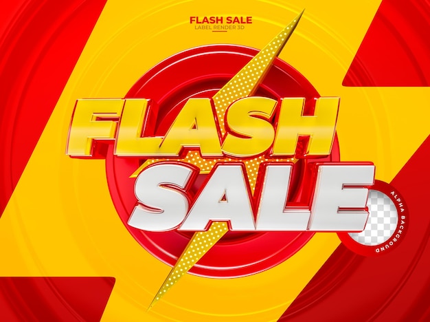 Etiqueta Flash Sale en 3d render 50 de descuento en promoción
