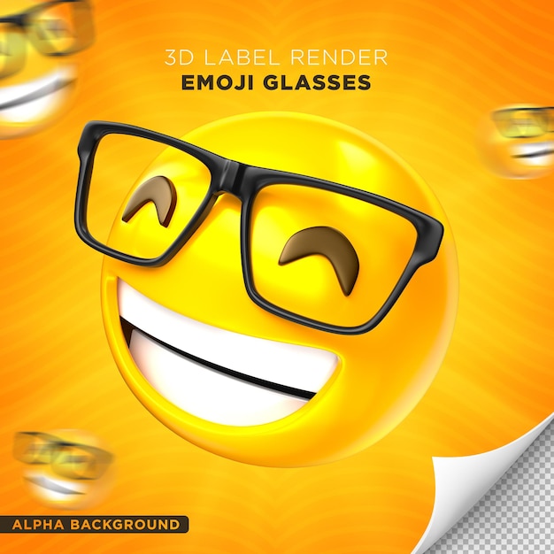 etiqueta de gafas emoji diseño de render 3d