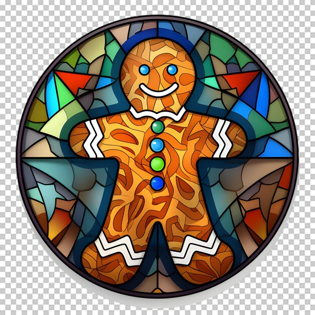 Etiqueta de galletas de pan de jengibre de vidrio coloreado aislada en un fondo transparente