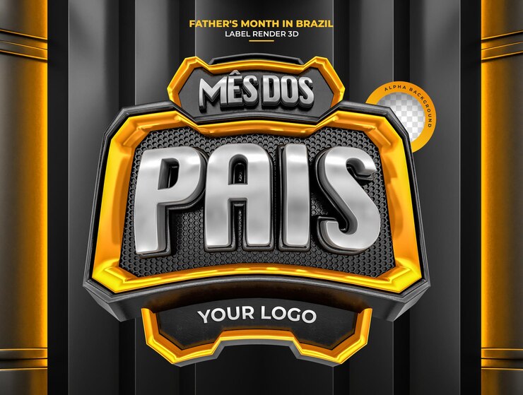 PSD etiqueta del mes del padre diseño de plantilla de render 3d feliz día del padre