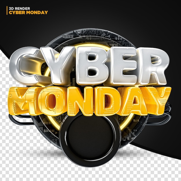 Etiqueta de oferta de descuento Cyber Monday 3D Render para composición