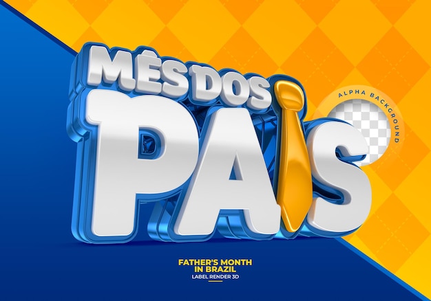 Etiqueta pais mês no brasil 3d render template design