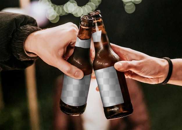 Etiqueta png en las botellas que se tostan