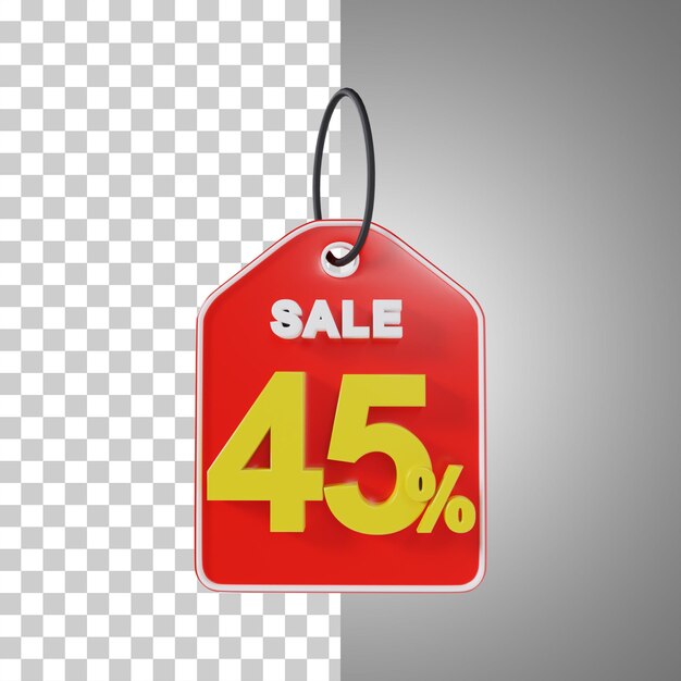 Etiqueta de precio 45 por ciento de descuento en ilustración 3D