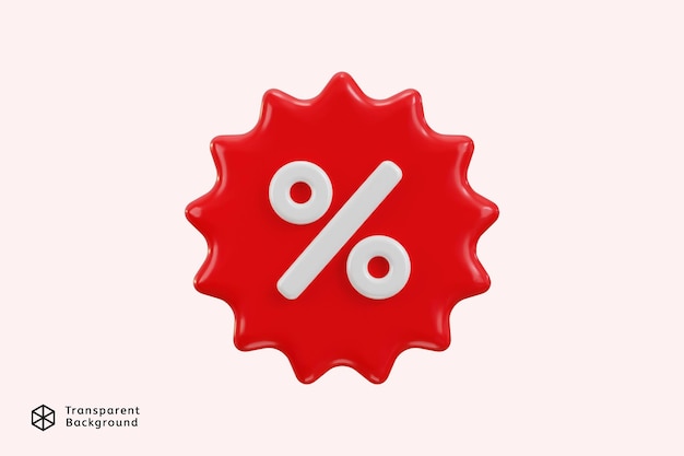 etiqueta de precio de compra cupón de descuento con símbolo de porcentaje icono de compras en línea renderización 3D