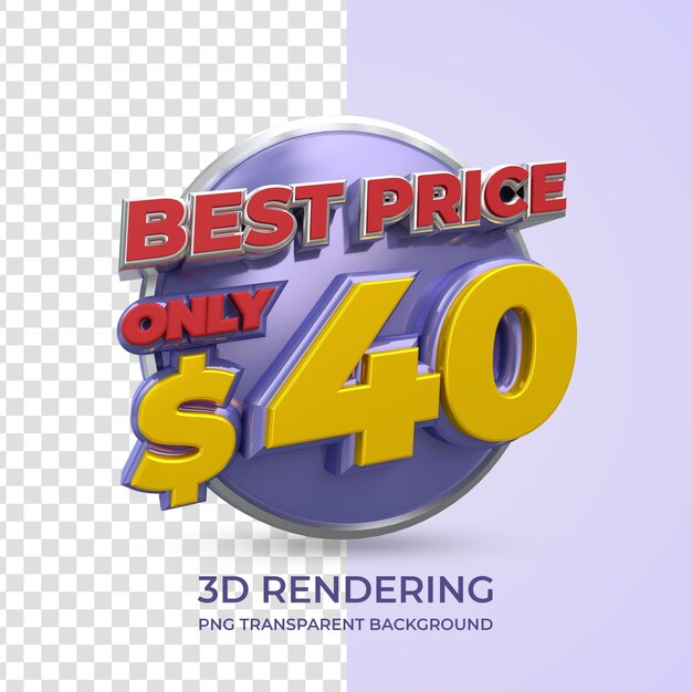 Etiqueta de precio Representación 3d aislado fondo transparente