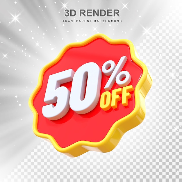 Etiqueta de promoción del 50 por ciento 3D