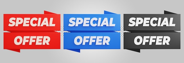 Etiqueta de promoción de oferta especial aislada sobre fondo transparente 3D Render
