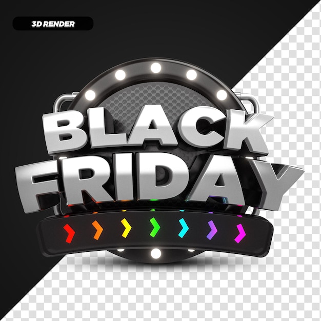 Etiqueta de promoción de oferta de viernes negro de arco iris de renderizado 3D