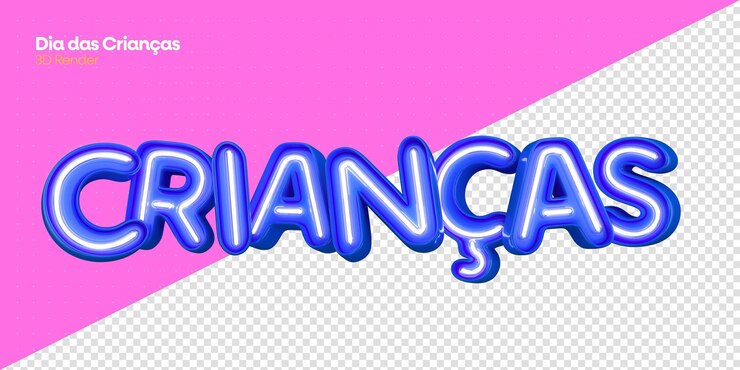 PSD etiqueta psd para niños en render 3d portugués para composición