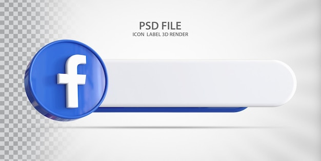 PSD etiqueta de redes sociales icono de facebook lujo de render 3d