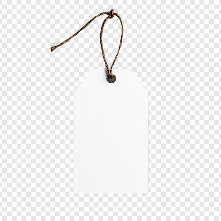 PSD etiqueta de regalo blanca en blanco con cuerda de hilo marrón aislada en un fondo transparente perfecta para agregar texto o elementos de diseño para proyectos de artesanía o envoltura de regalos
