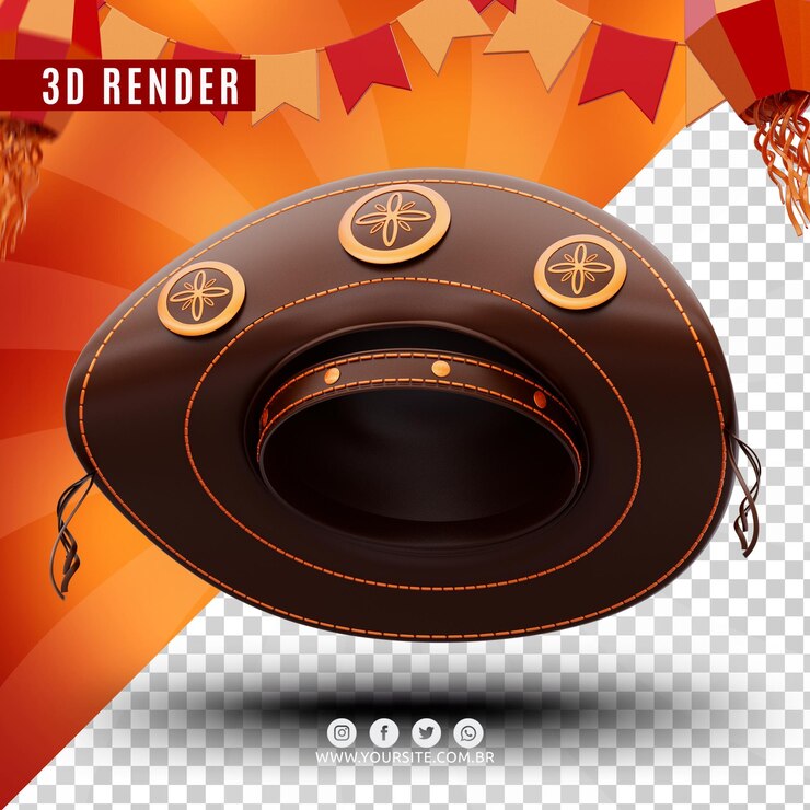 PSD etiqueta sao joao festa junina 3d render brasil globo realista premium