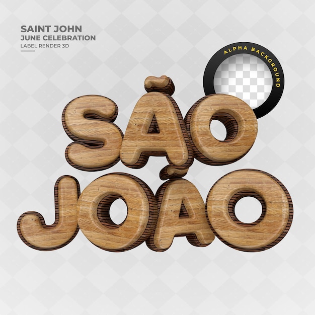 Etiqueta sao joao festa junina fiesta brasileña ofrece estandarte de renderización en 3D