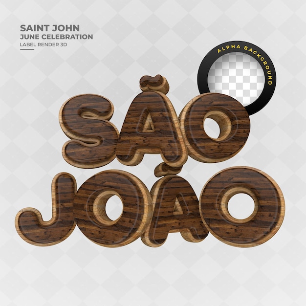 Etiqueta sao joao festa junina fiesta brasileña ofrece estandarte de renderización en 3D