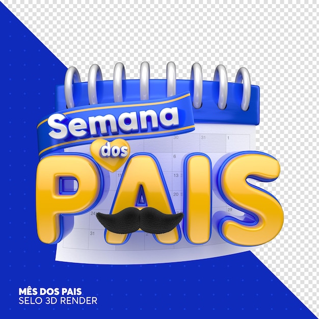 Etiqueta semana dos pais no brasil design de modelo de renderização 3d