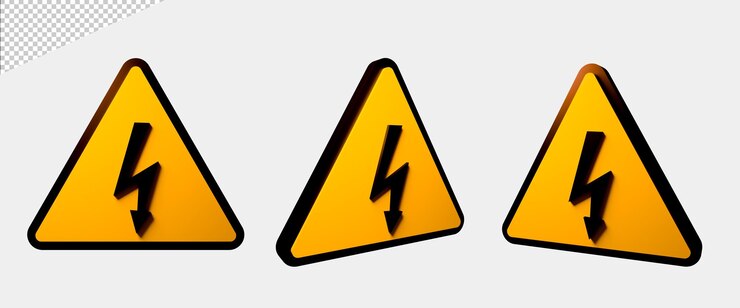 PSD etiqueta de señal de peligro de electricidad en render 3d psd gratuito