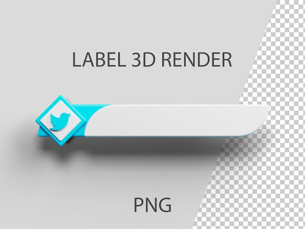 Etiqueta de Twitter 3d Render PSD