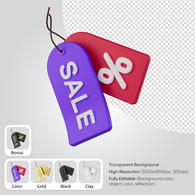 PSD etiqueta de venta 3d