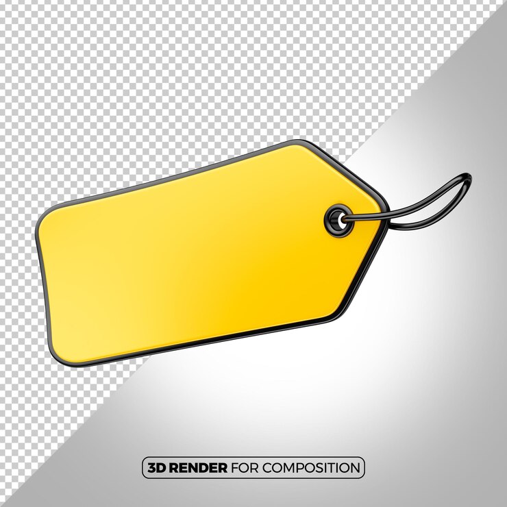 PSD etiqueta de venta amarilla en 3d para la composición