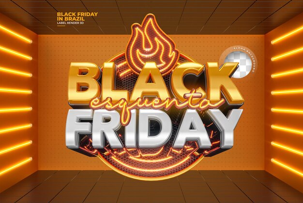 Etiqueta de viernes negro 3d render realista para campañas de marketing en brasil en portugués