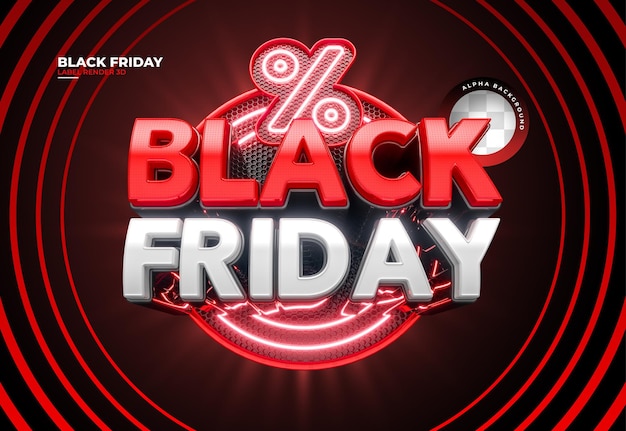 Etiqueta de viernes negro render realista 3d para campañas de promoción y ofertas
