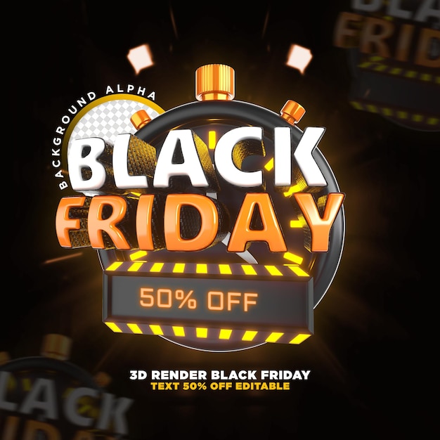 Etiqueta de viernes negro render realista 3d para campañas de promoción y ofertas