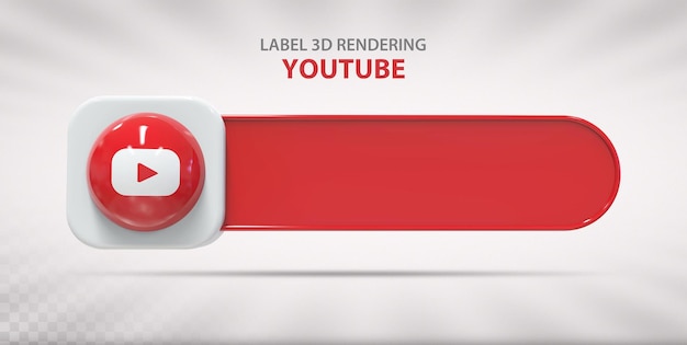 Etiqueta de youtube de redes sociales con icono 3d