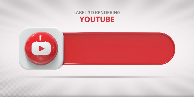 PSD etiqueta de youtube de redes sociales con icono 3d