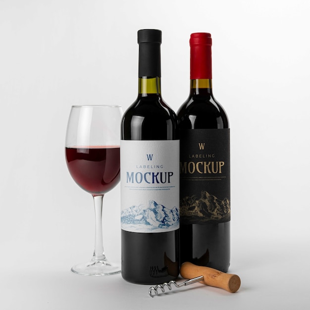 PSD etiquetado de diseño de maqueta de vino.