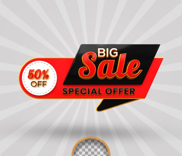 Etiquetas de descuento y etiqueta de oferta especial roja 3d representación de nuevas etiquetas de oferta insignias