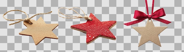Etiquetas de regalo en forma de estrellas de diferentes colores creadas con tecnología de IA generativa PNG