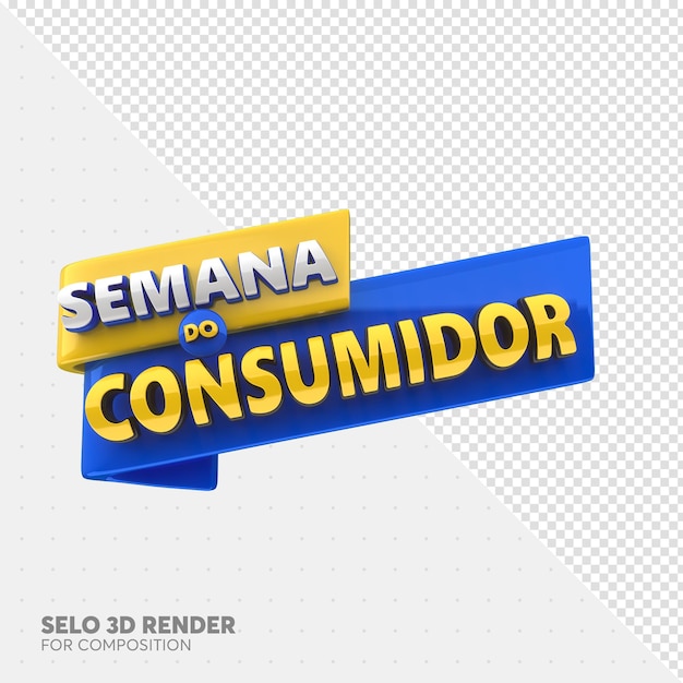 PSD etiquete la semana del consumidor en portugués plantilla de renderizado 3d para campañas de marketing en ofertas de brasil