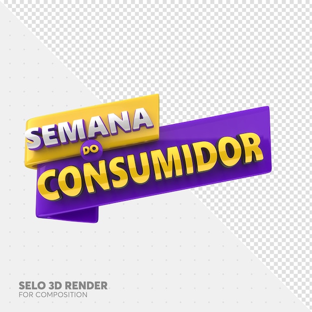 Etiquete la semana del consumidor en portugués Plantilla de renderizado 3d para campañas de marketing en ofertas de brasil