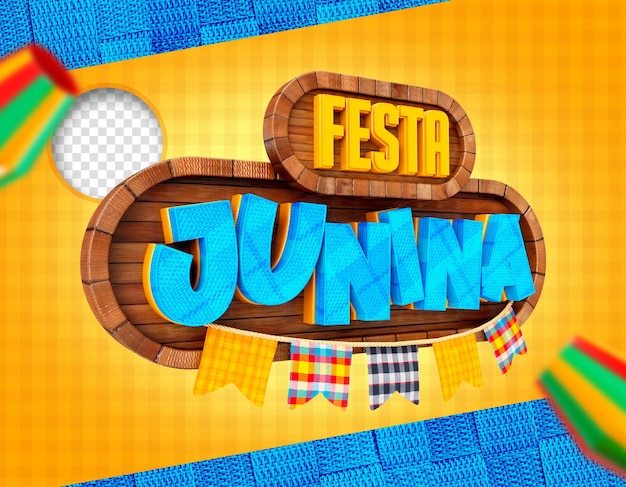 PSD Étiquette 3d festa juninas au brésil pour la composition des campagnes de médias sociaux selo 3d sao joao