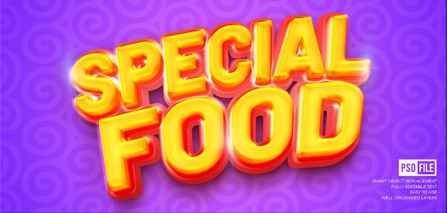 Étiquette alimentaire spéciale avec effet de style 3D modifiable par texte personnalisé