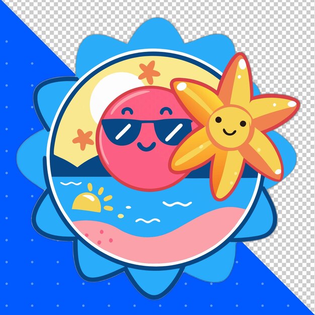 Étiquette d'été mignon Arrière-plan transparent en PNG